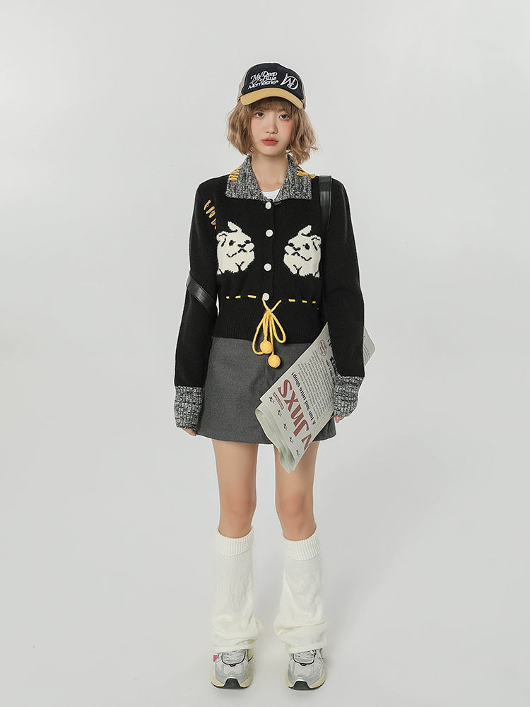Girlyhalo Vintage Slim Fit Knit Jacket