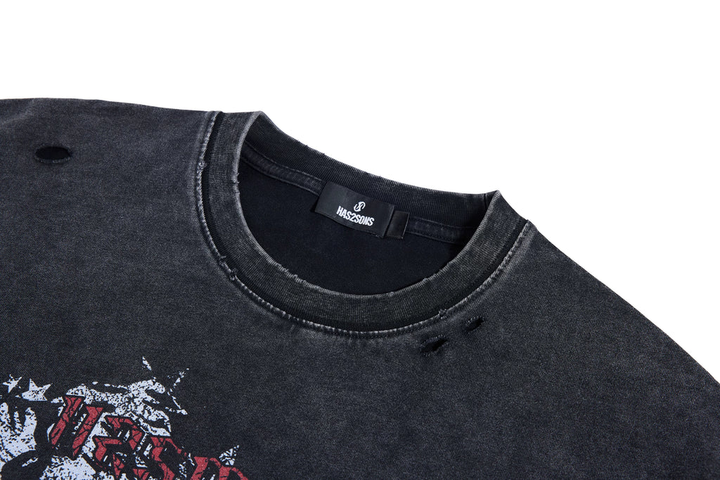 HAS2SONS Crew Neck Loose Casual Tee