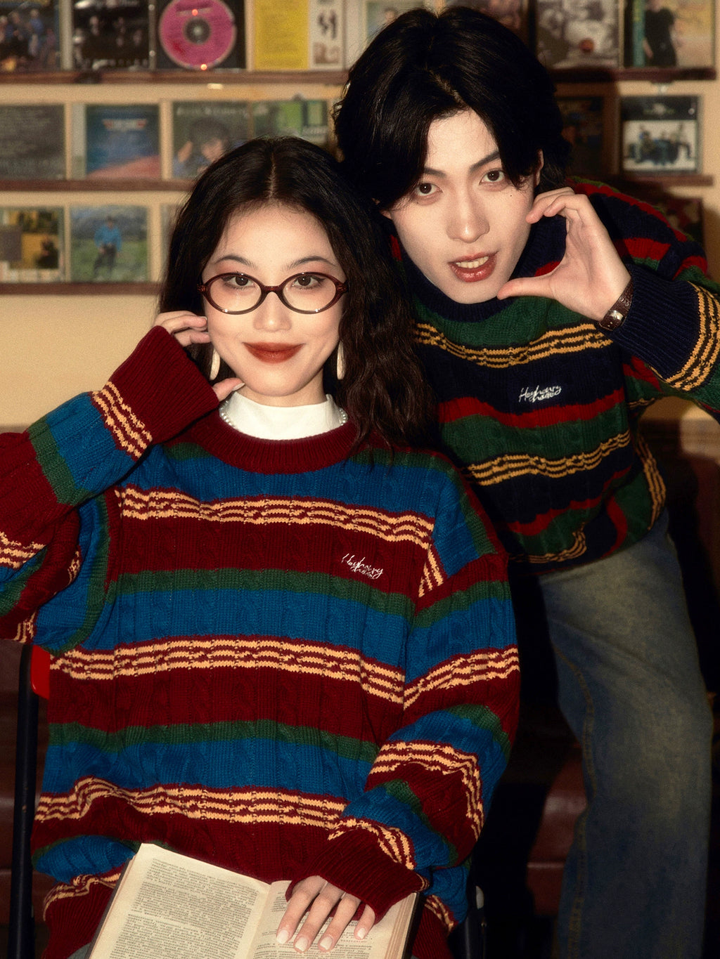 ALOHA Vintage Lazy Striped Knitted Sweater