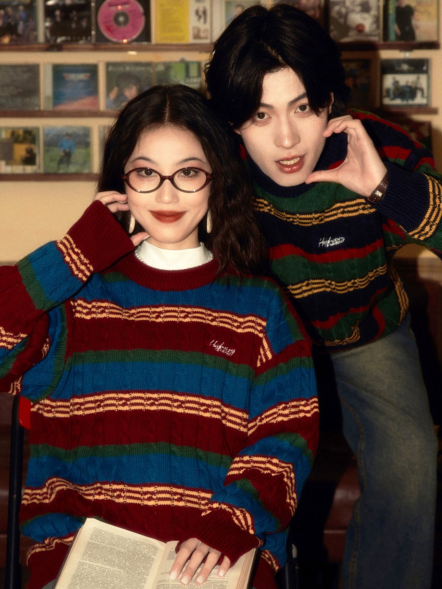 ALOHA Vintage Lazy Striped Knitted Sweater