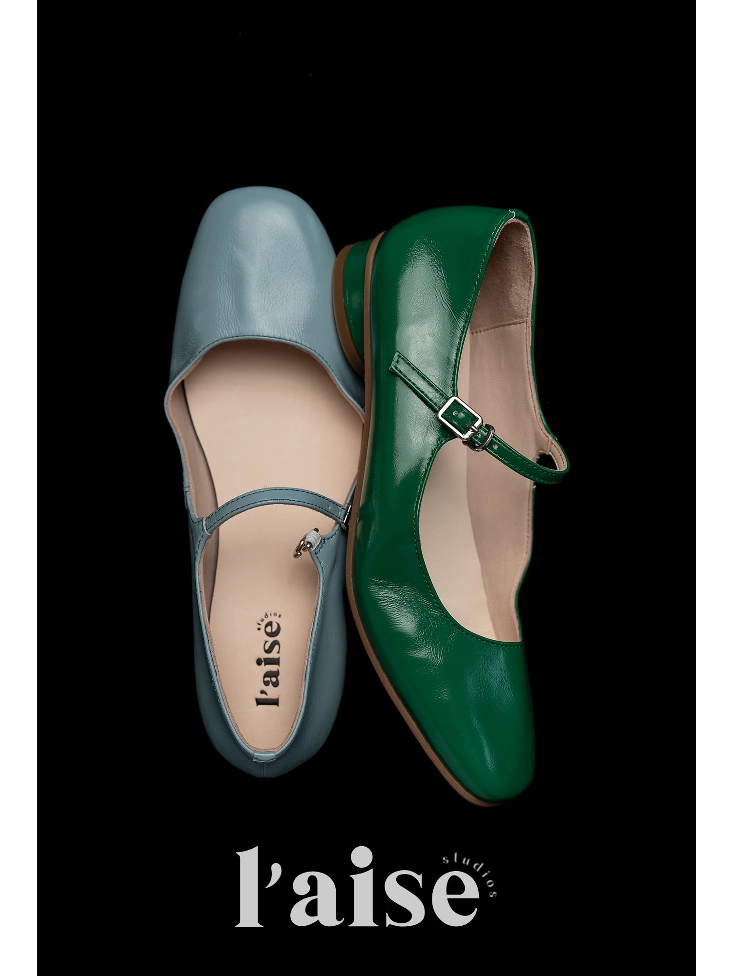L'aise Pleated Thick Heel Mary Jane Shoes