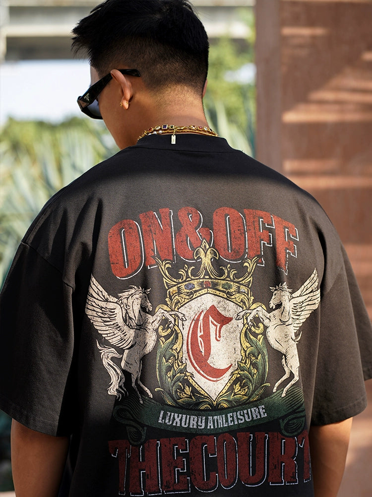 OOTC Retro Direct Injection Printing Small Neckline Tee