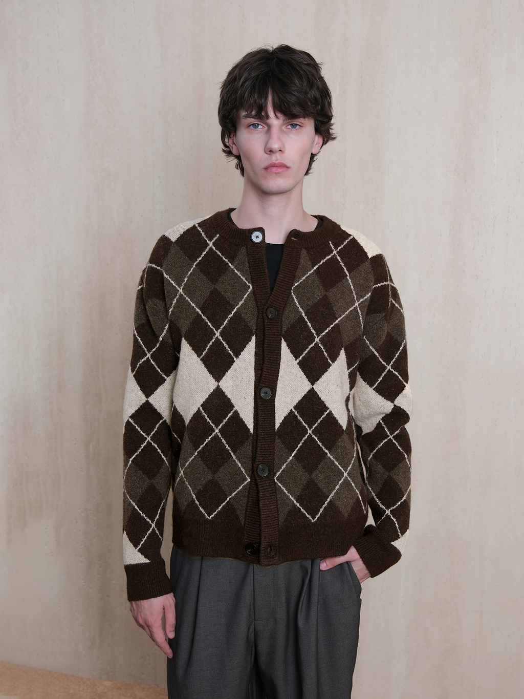 Set for Life Retro Rhombus Checked Wool Casual Sweater