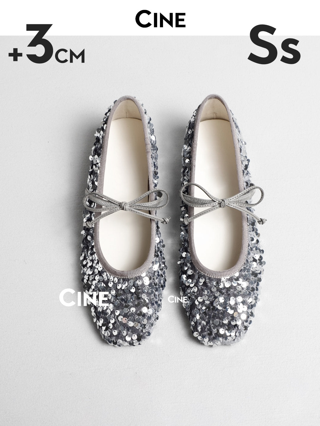 Cebostin Bow Inner Heightening Sequined Shoes