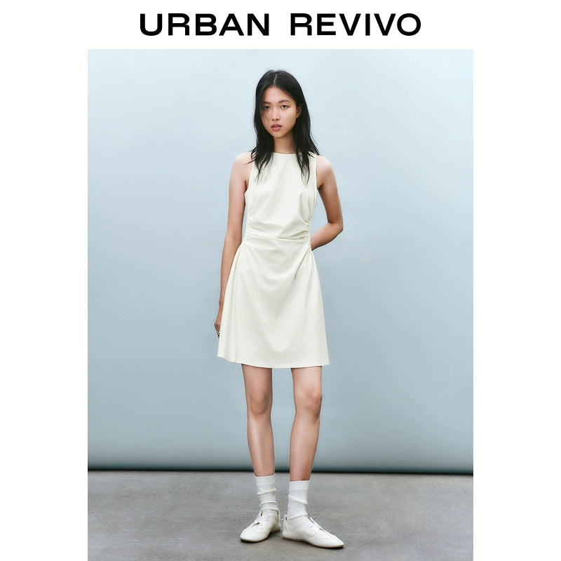 URBAN REVIVO Temperament Pleated Waist Short Dress
