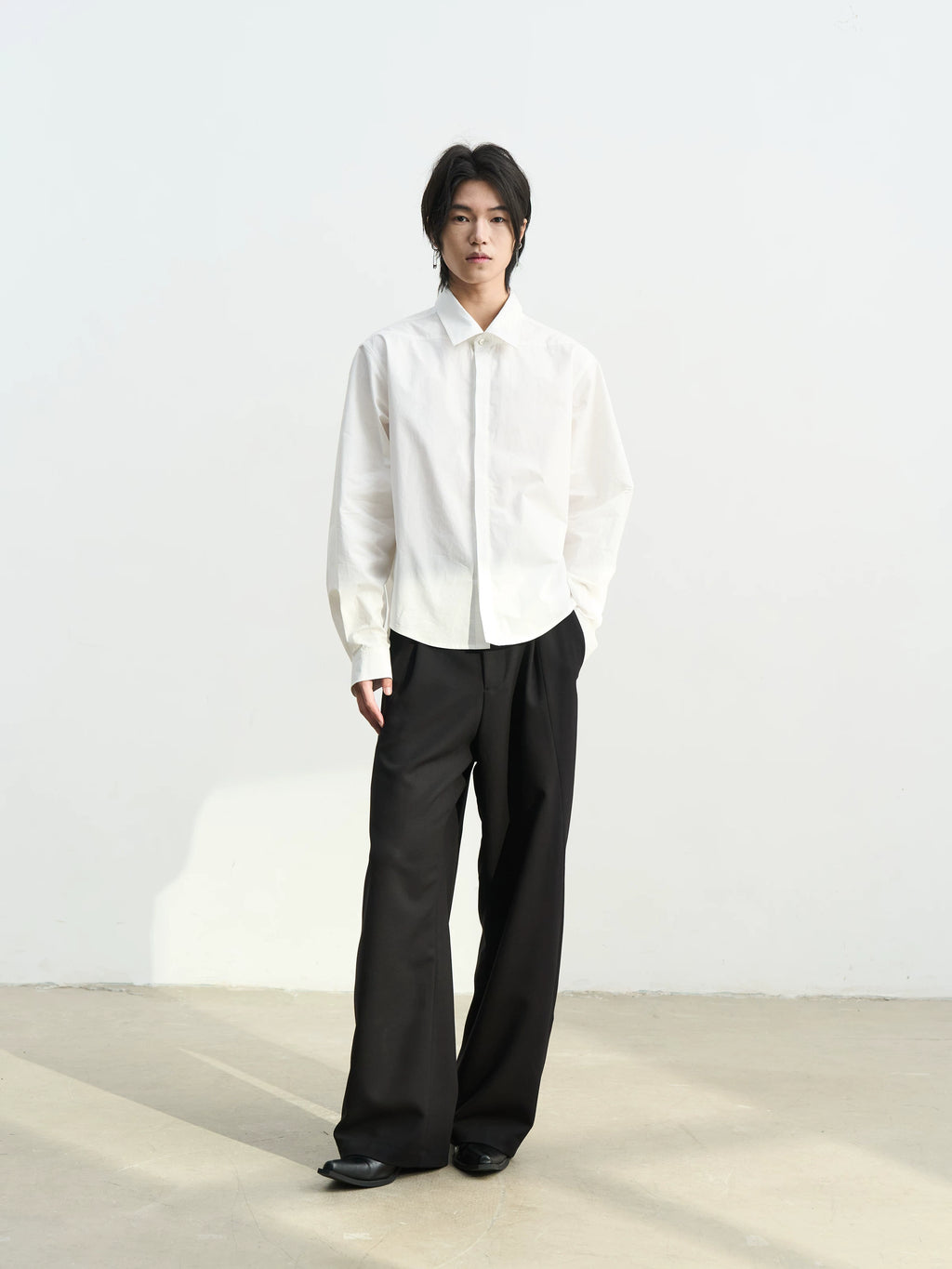 SOUTHFISH Music Note Embroidered Square Collar Shirt