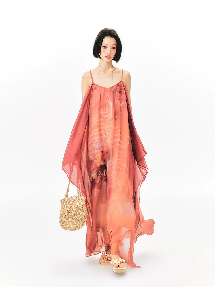 YEDM Floral Print Suspender Dress