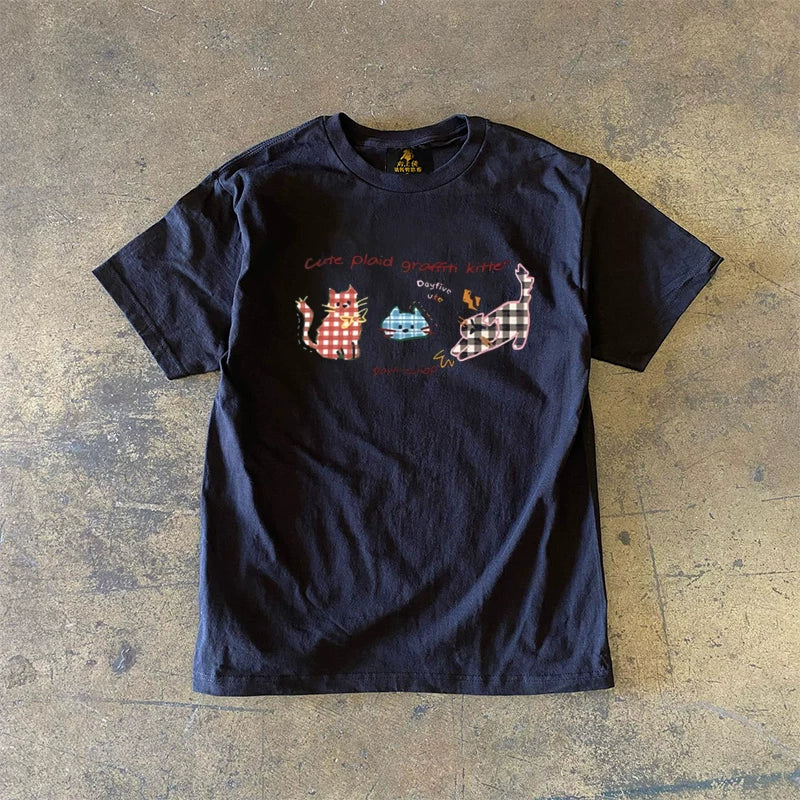 UPUPXIA  Cartoon Print Casual Versatile Tee
