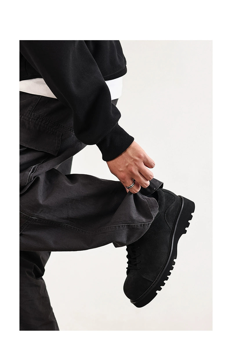 FANGSANHUO Anti-suede Thick-soled Vintage Cargo Round-toe Shoes
