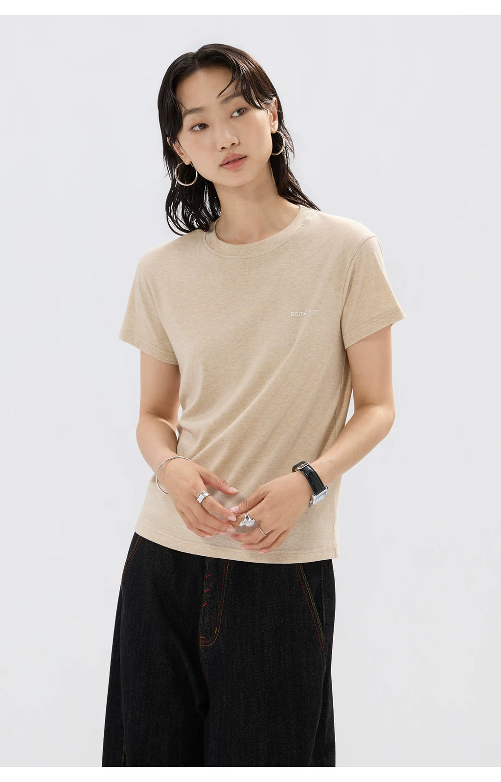Sameuoo Small Neckline Minimalist Casual Versatile Tee