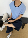 Chein Retro Color Matching Loose Lazy Versatile Tee
