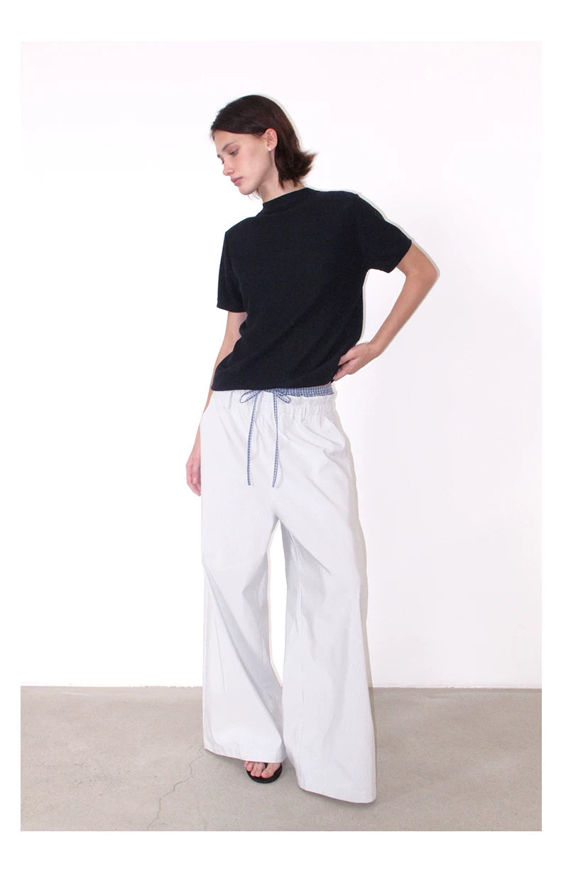 NOT UGLY Double Waist Lazy Striped Casual Pants