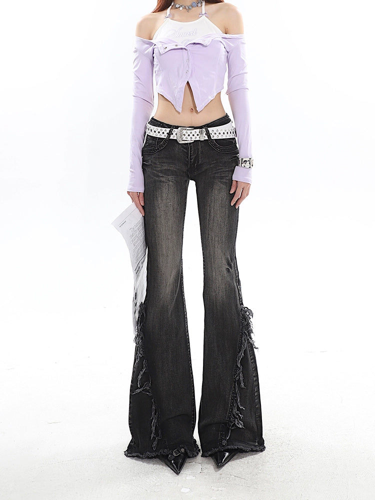 UNCMHISEX Vintage Flared Skinny Jeans
