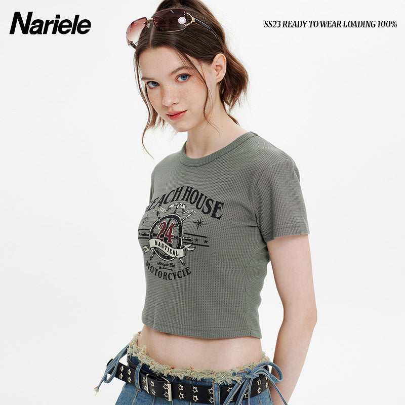 Nariele Waffle Retro Babes Crew Neck Tee
