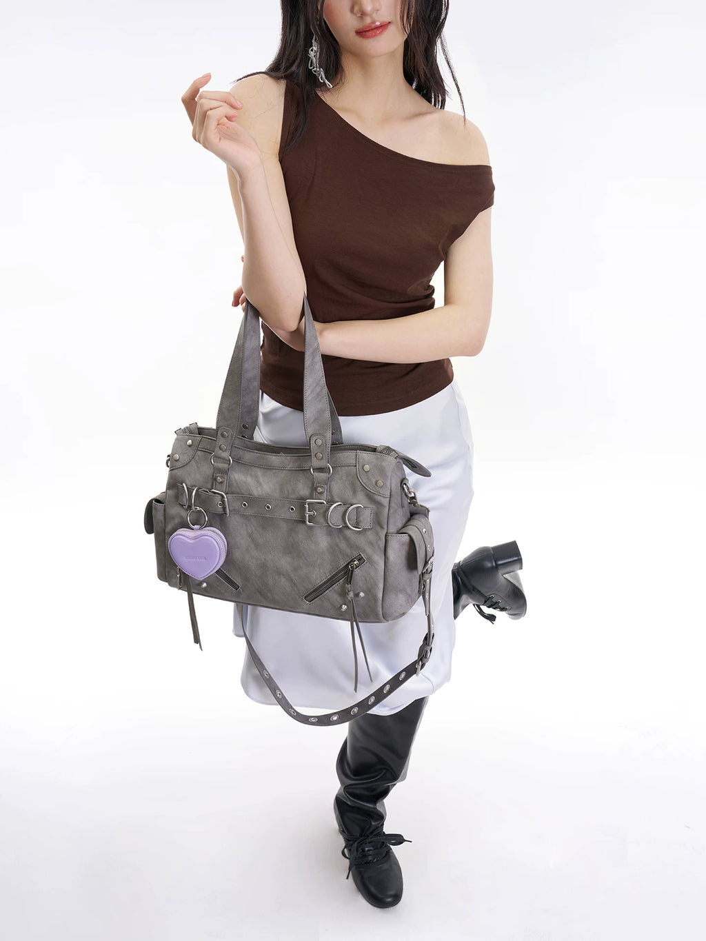 JANDRESS Rivet Large Capacity Shoulder Underarm Bag