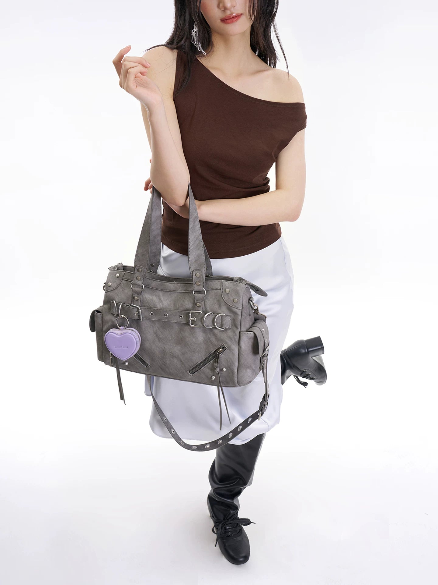 JANDRESS Rivet Large Capacity Shoulder Underarm Bag