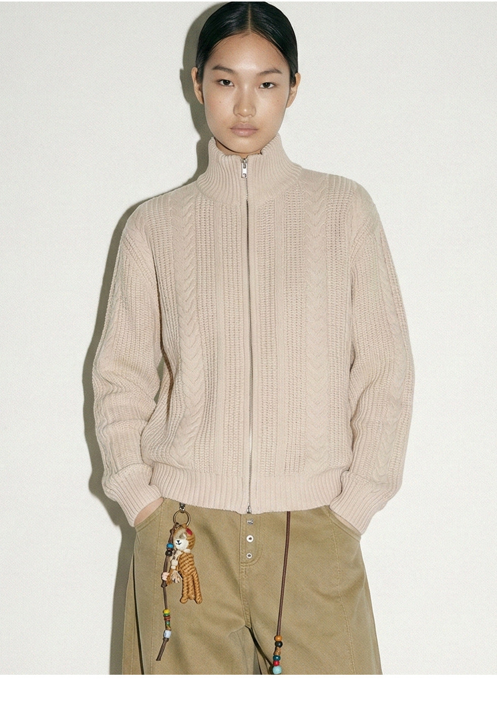MADEEXTREME Vintage Knitted Stand-up Neck Thickened Jacket