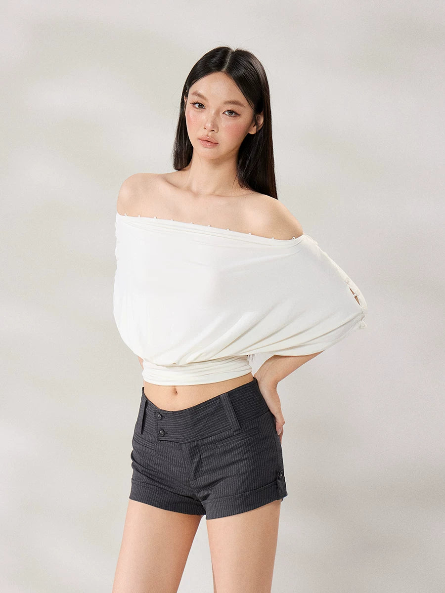 WITHMIN One Dress Three Wear Slanted Shoulder Thin Tee