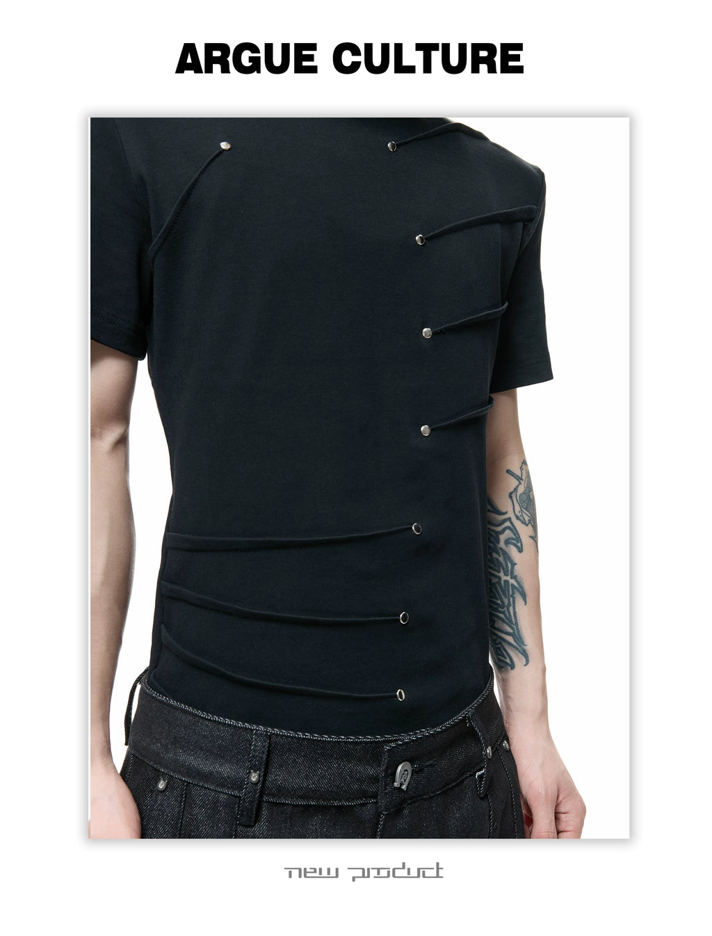 ArguECulturE Rivet Round Neck Straight Shoulder Slim Tee