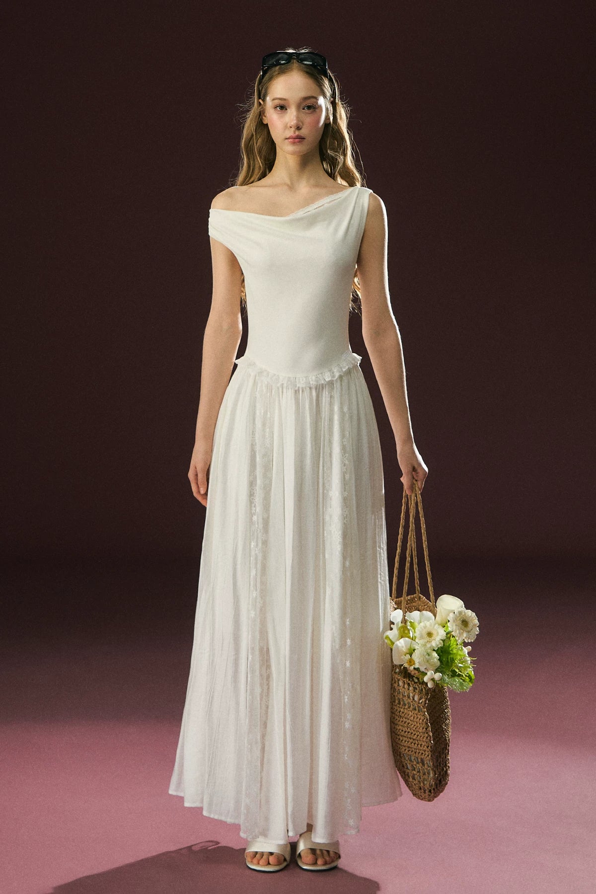 Ariseism Vintage Knitted Slash Shoulder Dress