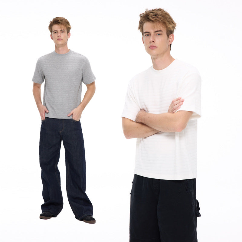 UNF Front Shoulder Slim-fit Crew Neck Knitted Tee