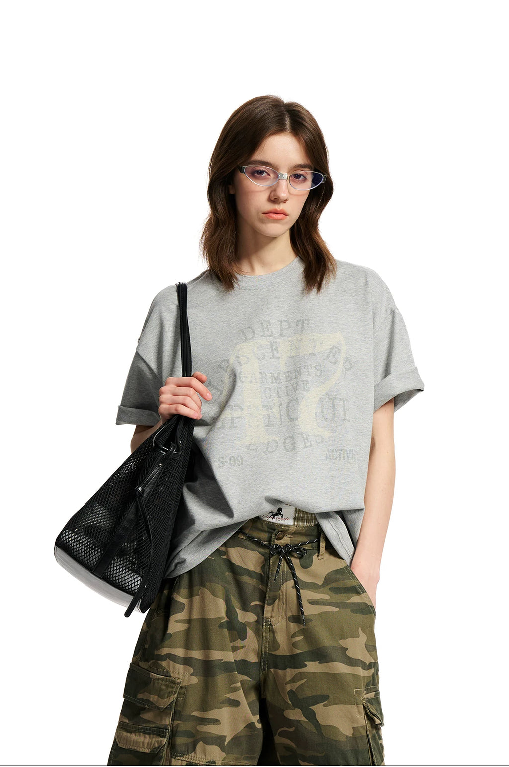 Loopsoon Retro Old Digital Print Crew Neck Tee