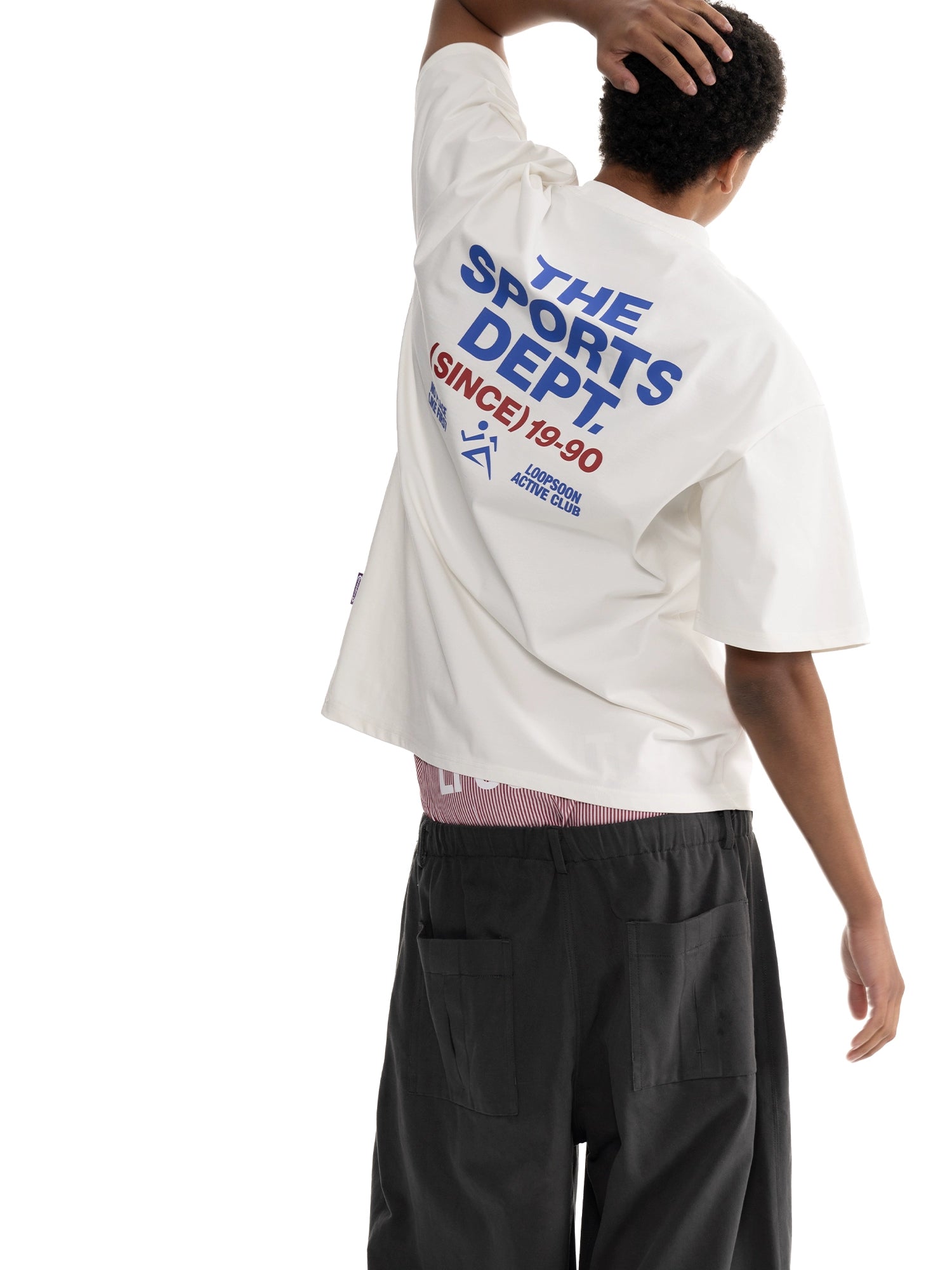 Loopsoon Back Letter Print Loose Casual Tee