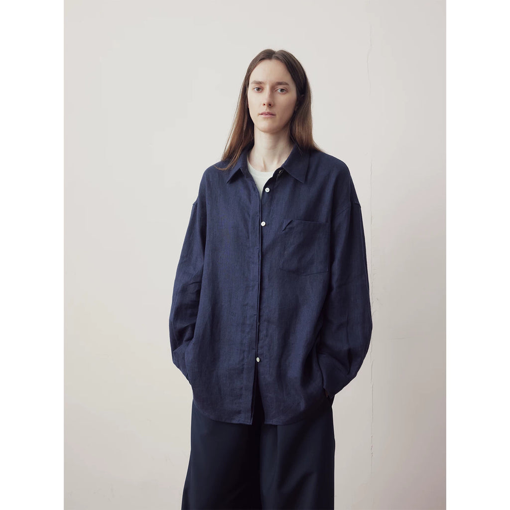 COLN Casual Loose Shoulder Long-sleeved Shirt