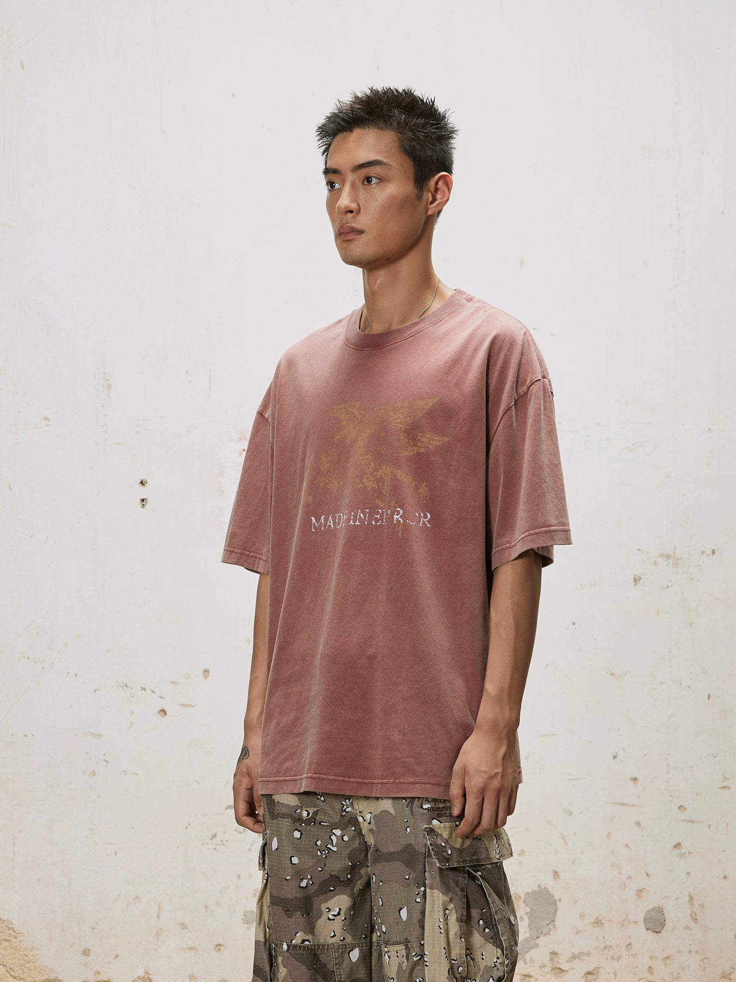 (Clearance) Madeinerror Retro Do Old Leaven Wash Print Tee