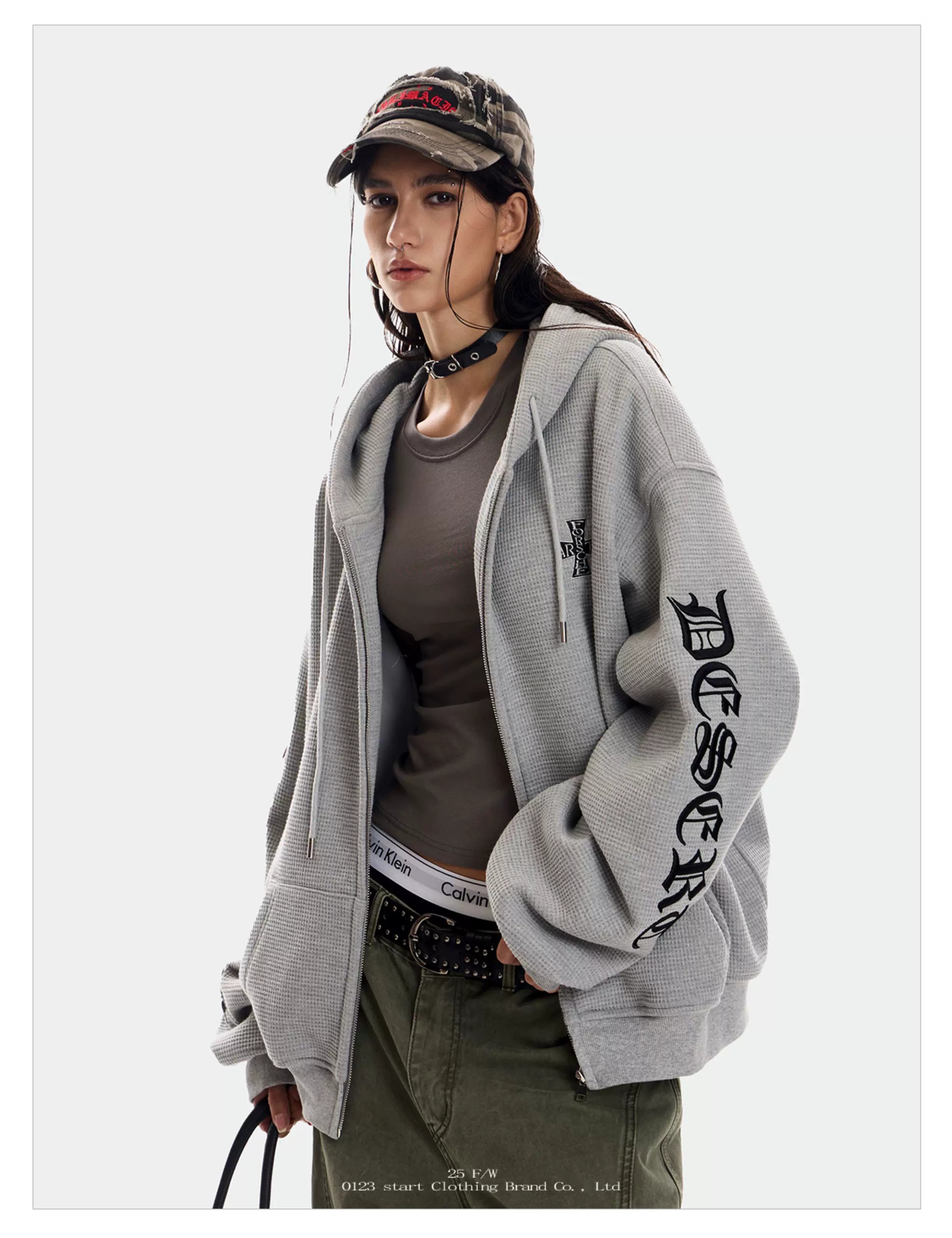 0123Start Waffle Hooded Fleece Jacket