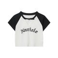 Nariele Hollow Letter Print Contrasting Tee