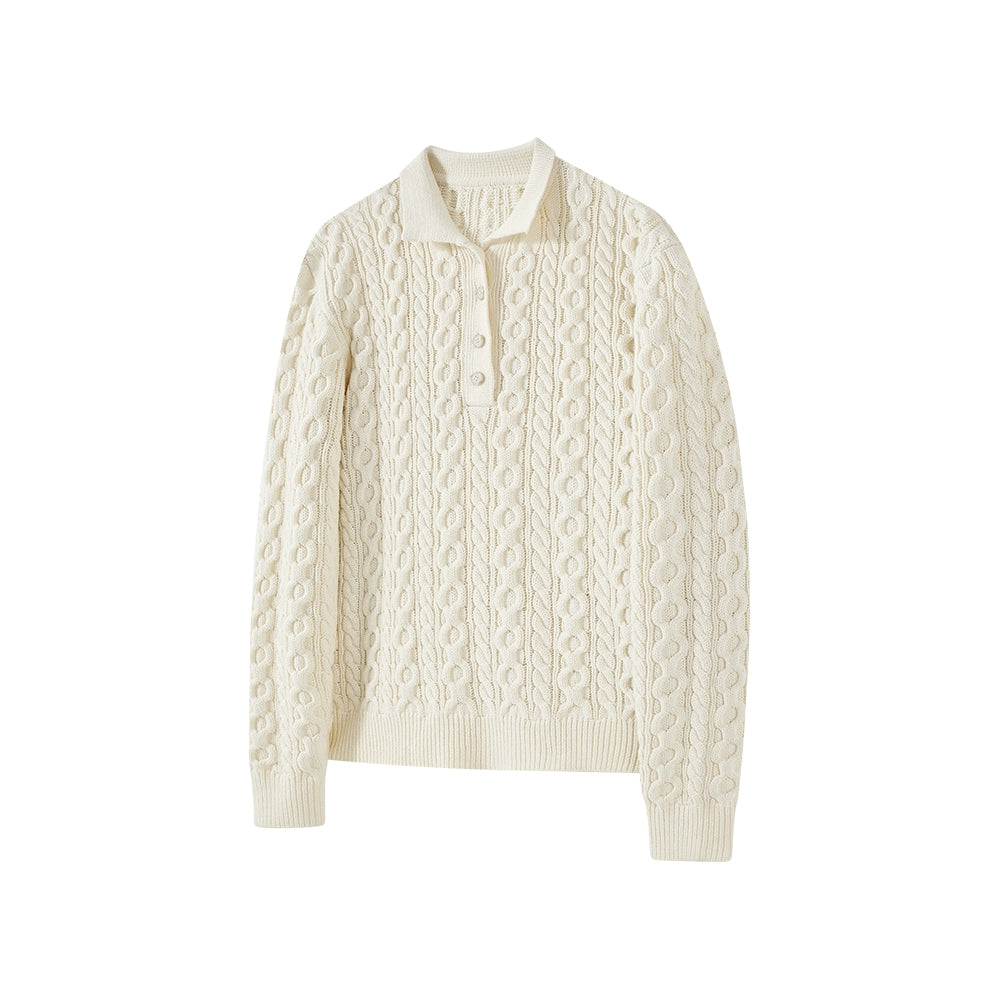 KREATE Twist Lapel Three-dimensional Twisted Polo Sweater