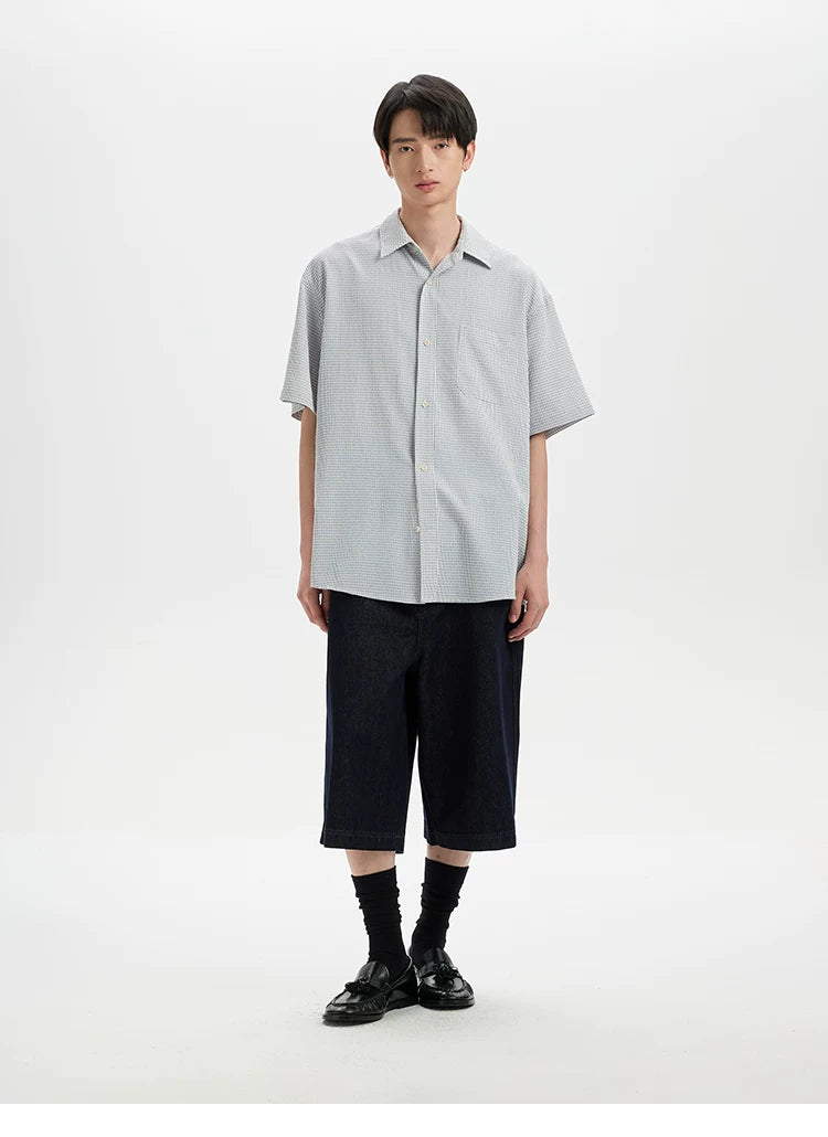 BUTTBILL Plaid Pocket Short-sleeved Shirt