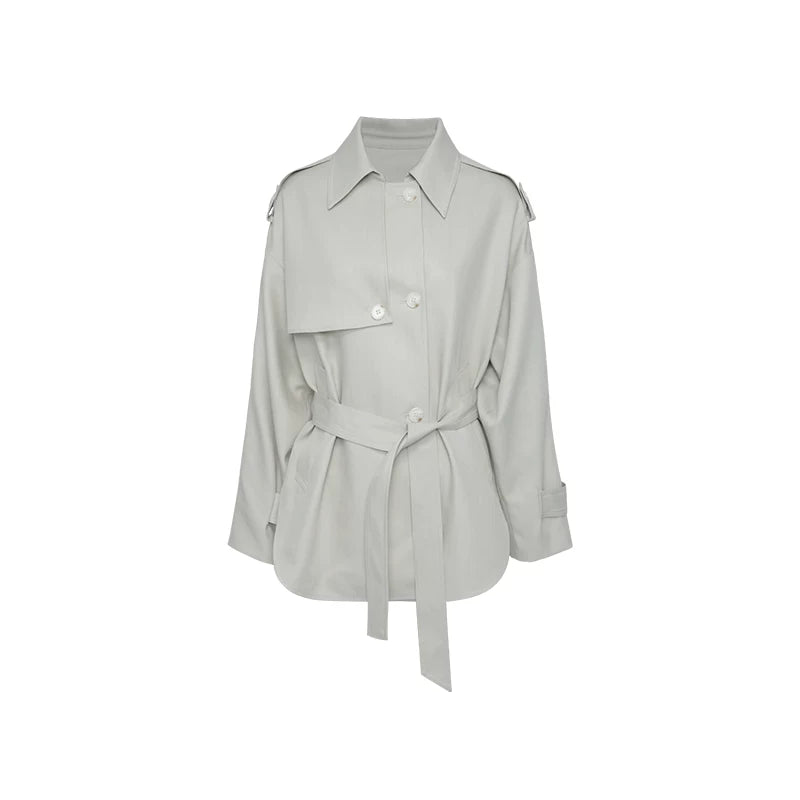 Audwyn Retro Old Money Wind Waist and Thin Lapel Trench Coat