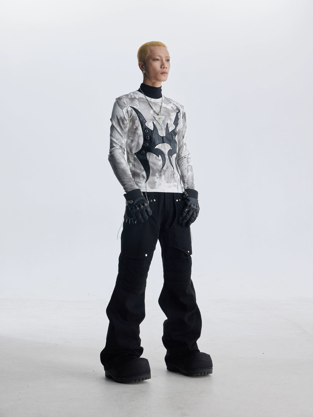 NOMANIAI Leather Tie-dye Fringed Slim Long Sleeves