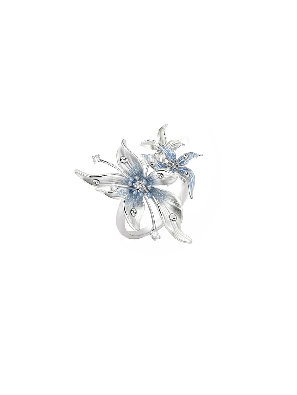 MASW Handmade Enamel Iris Haze Blue Pearl Ring