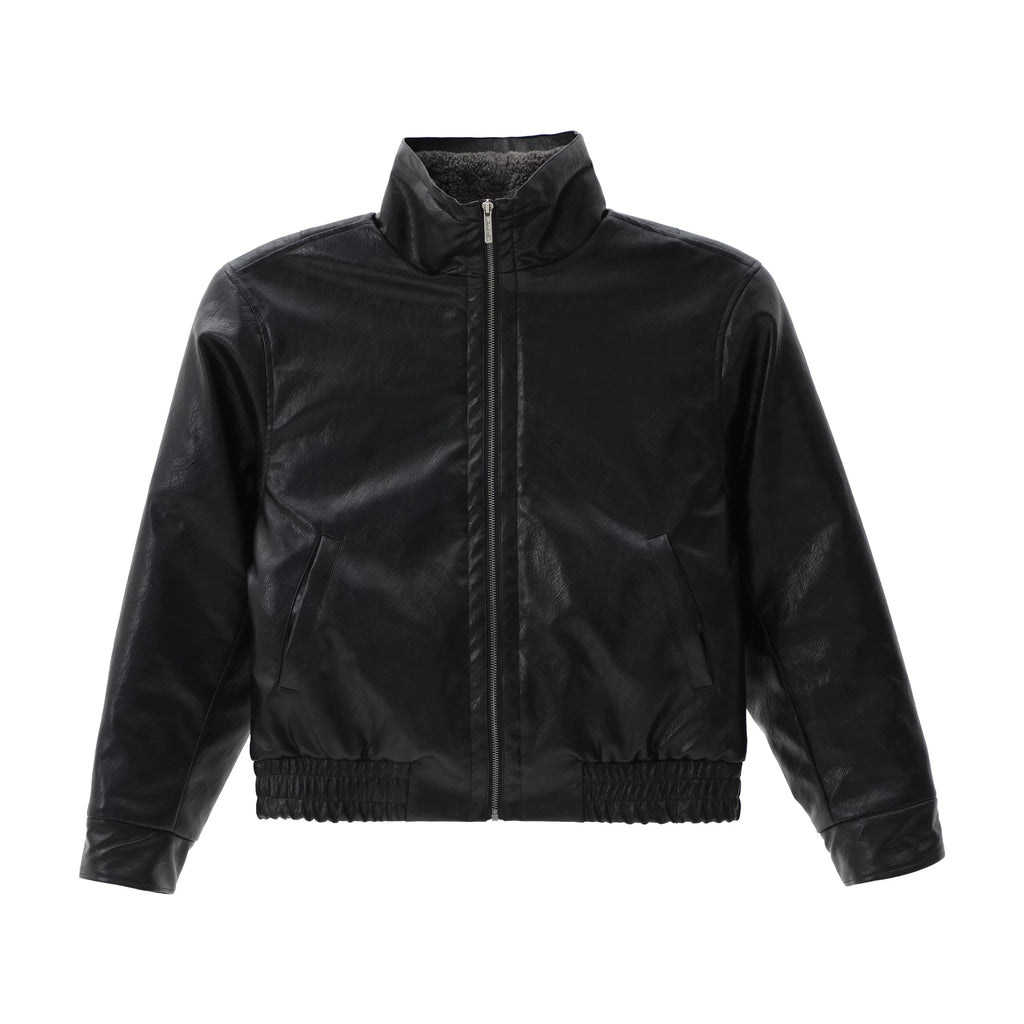 ZOZOFOREST Fleece Inner Bomber Leather Jacket