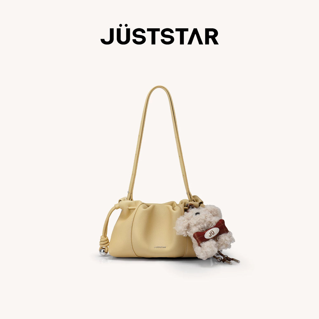 JUST STAR Pleated Shoulder Messenger Bag