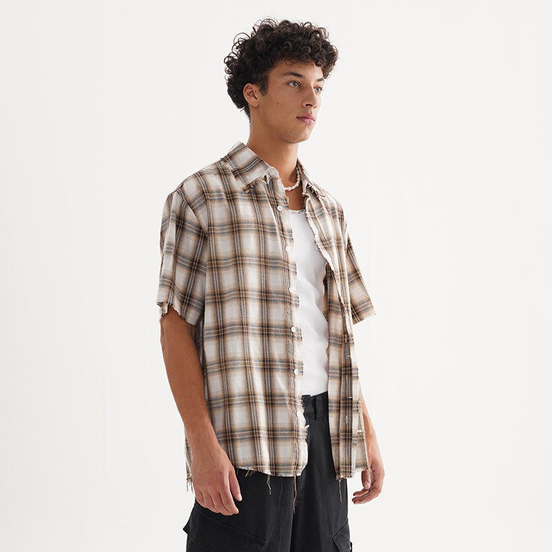 FIVE MEN plaid BOXY shirt