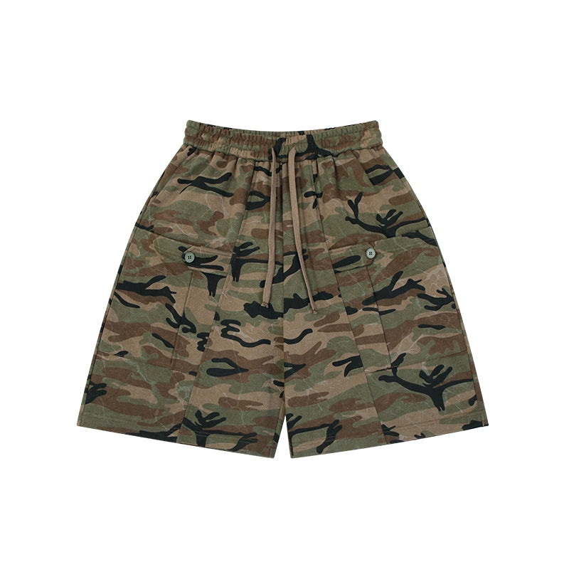 Zero Camouflage Straight Wide-leg Elastic Waist Pants