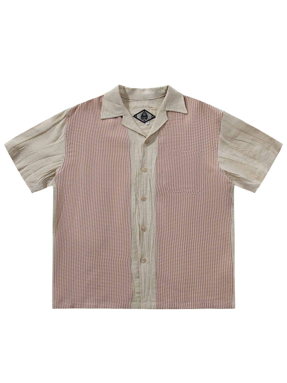 SOARIN Splicing Plaid Business Casual Loose Polka Dot Shirt