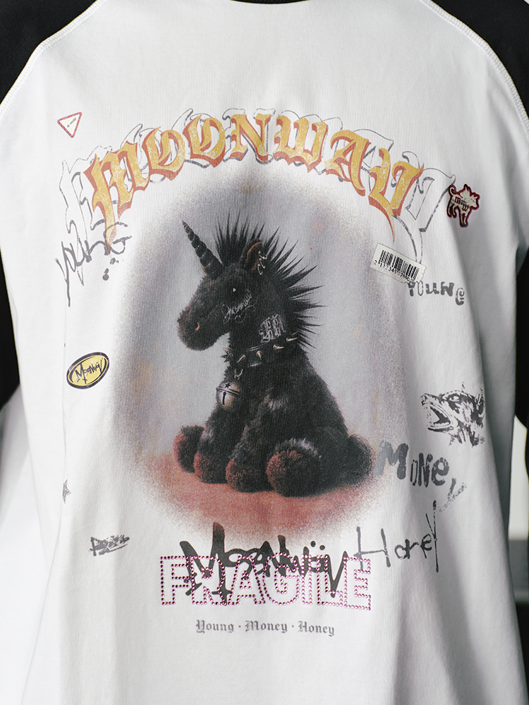 MOONWAV Unicorn Print Shoulder Sleeve Long Sleeve