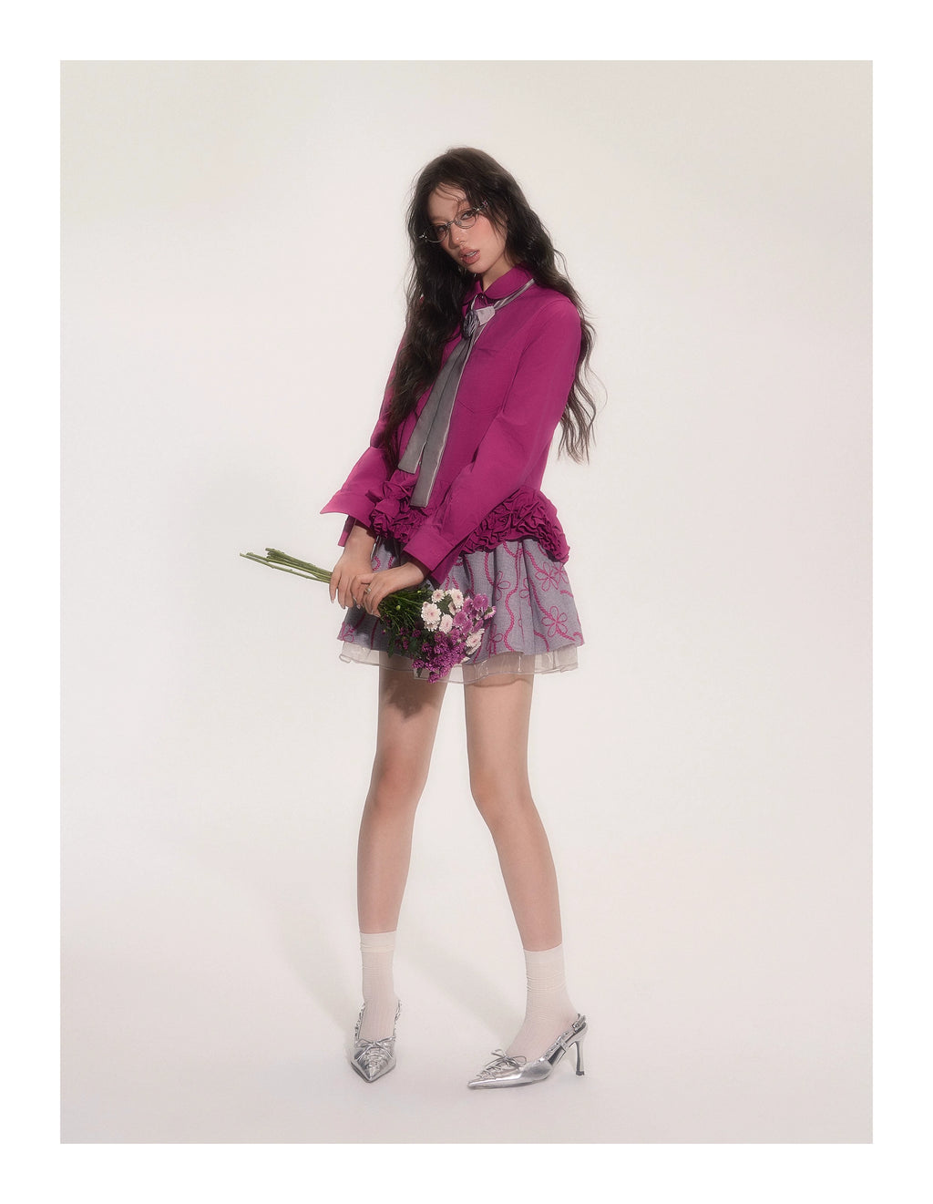 SASSY MOODY Lotus Leaf Edge Bottom Bud Long-sleeved Shirt