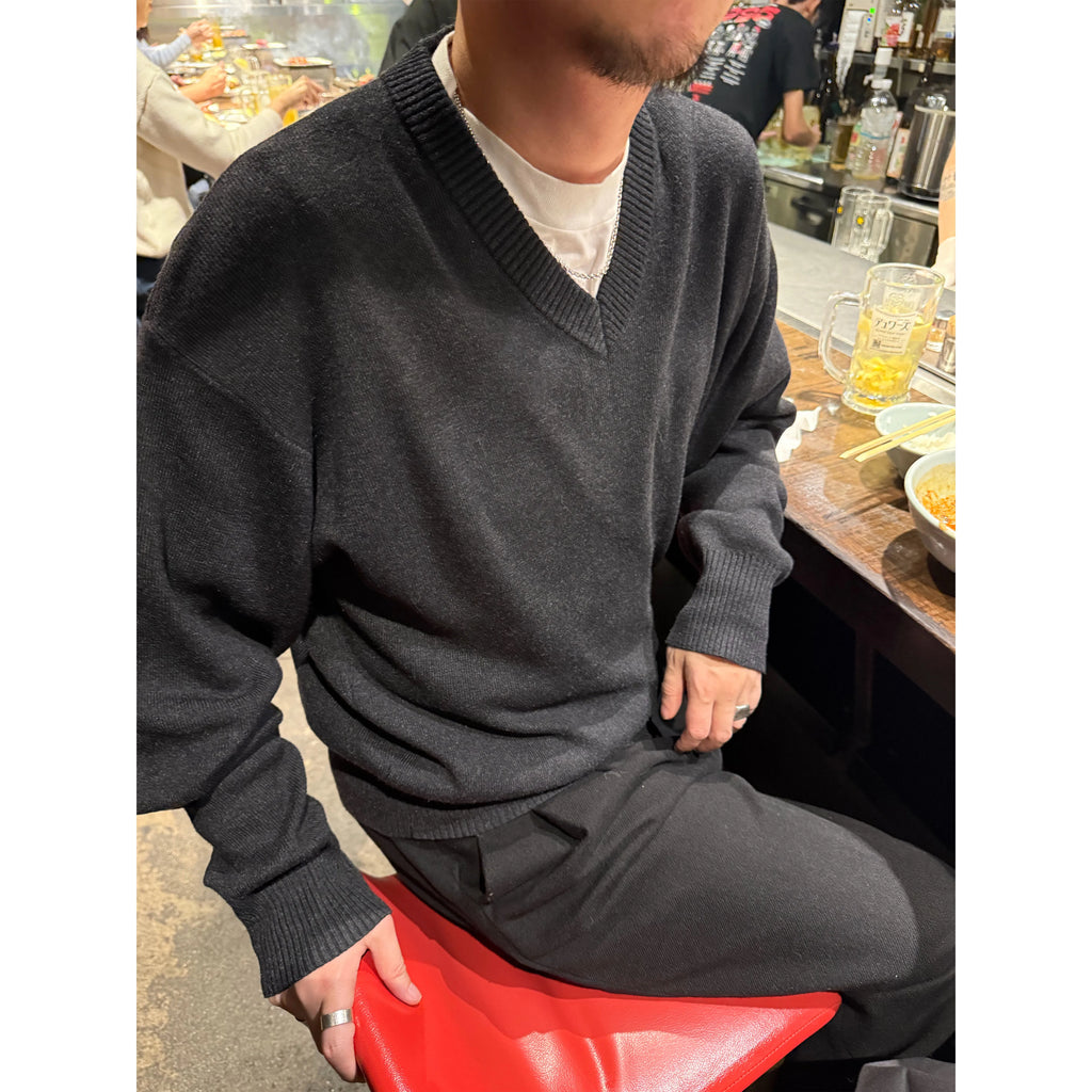 Anniehall Temperament Vintage V-neck Sweater