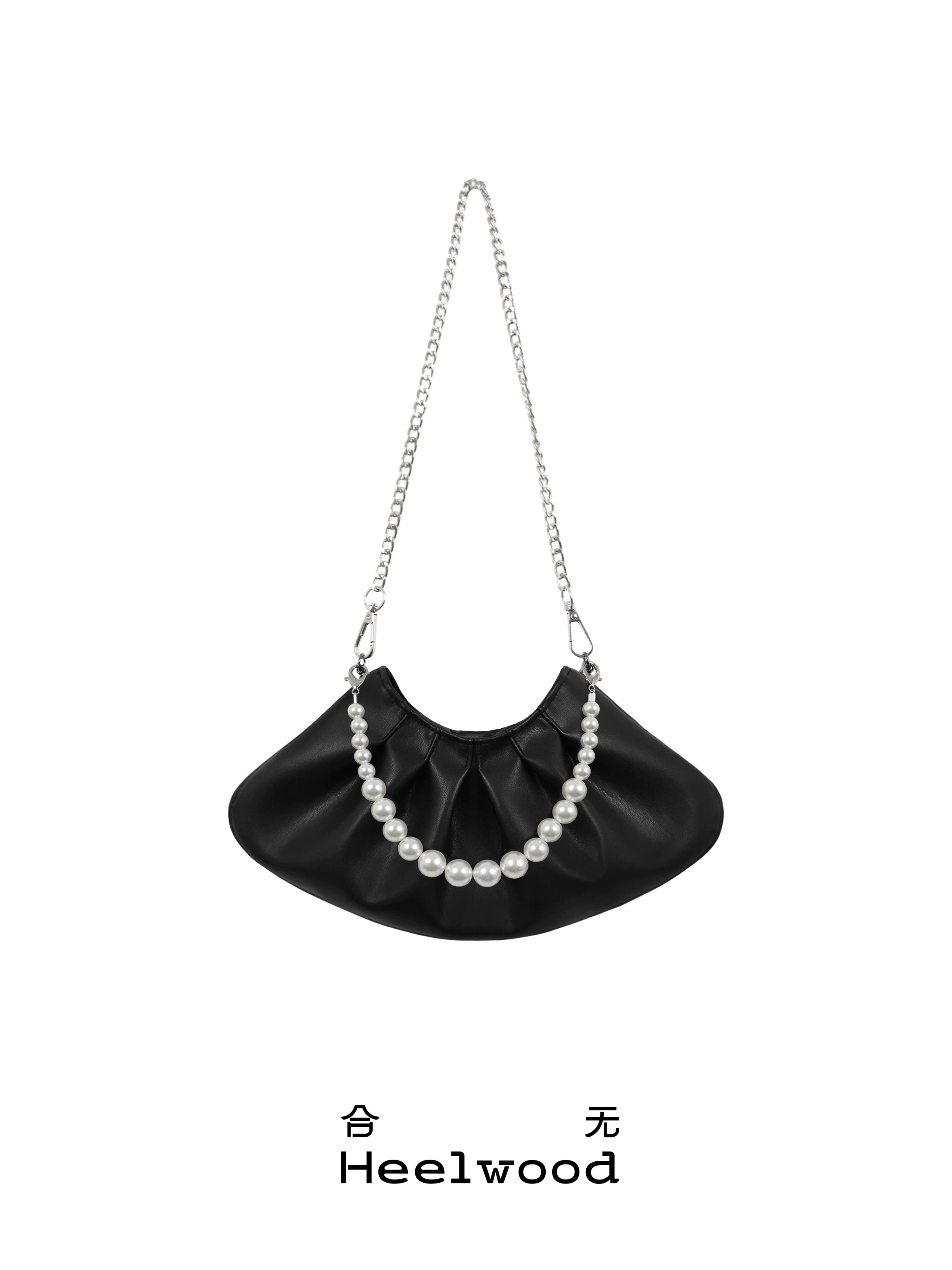 Heelwood Pearl Chain Pleated Messenger Bag