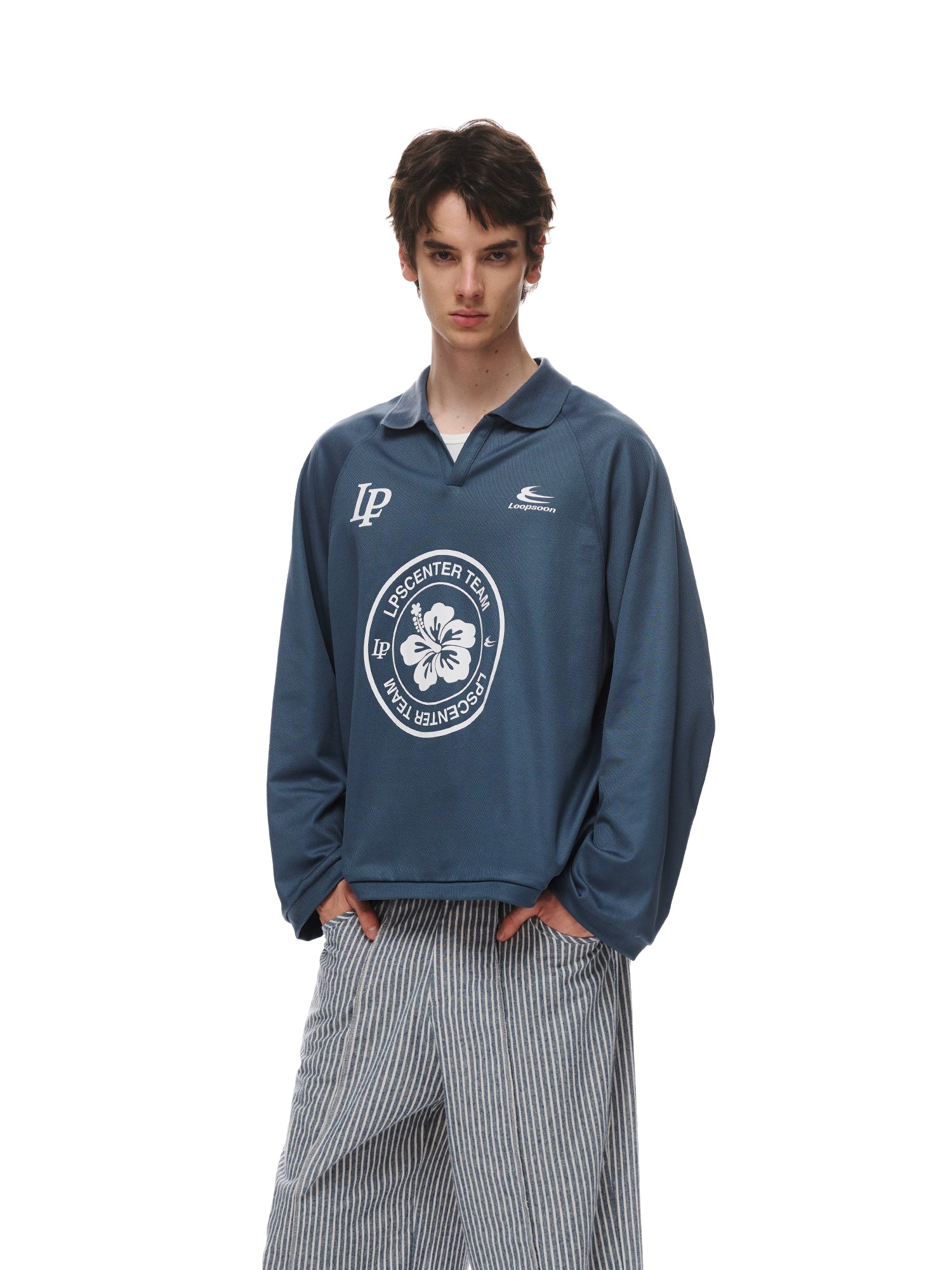 Loopsoon Polo Shirt Creative Printing Casual Versatile Long Sleeve