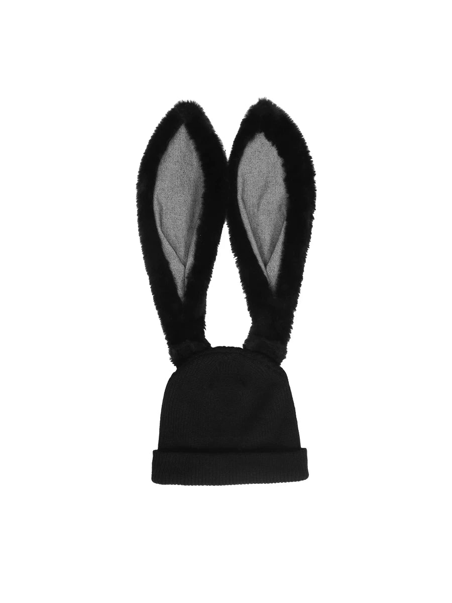 RELABEL Removable Rabbit Ear Hat Fun Thermal Hat