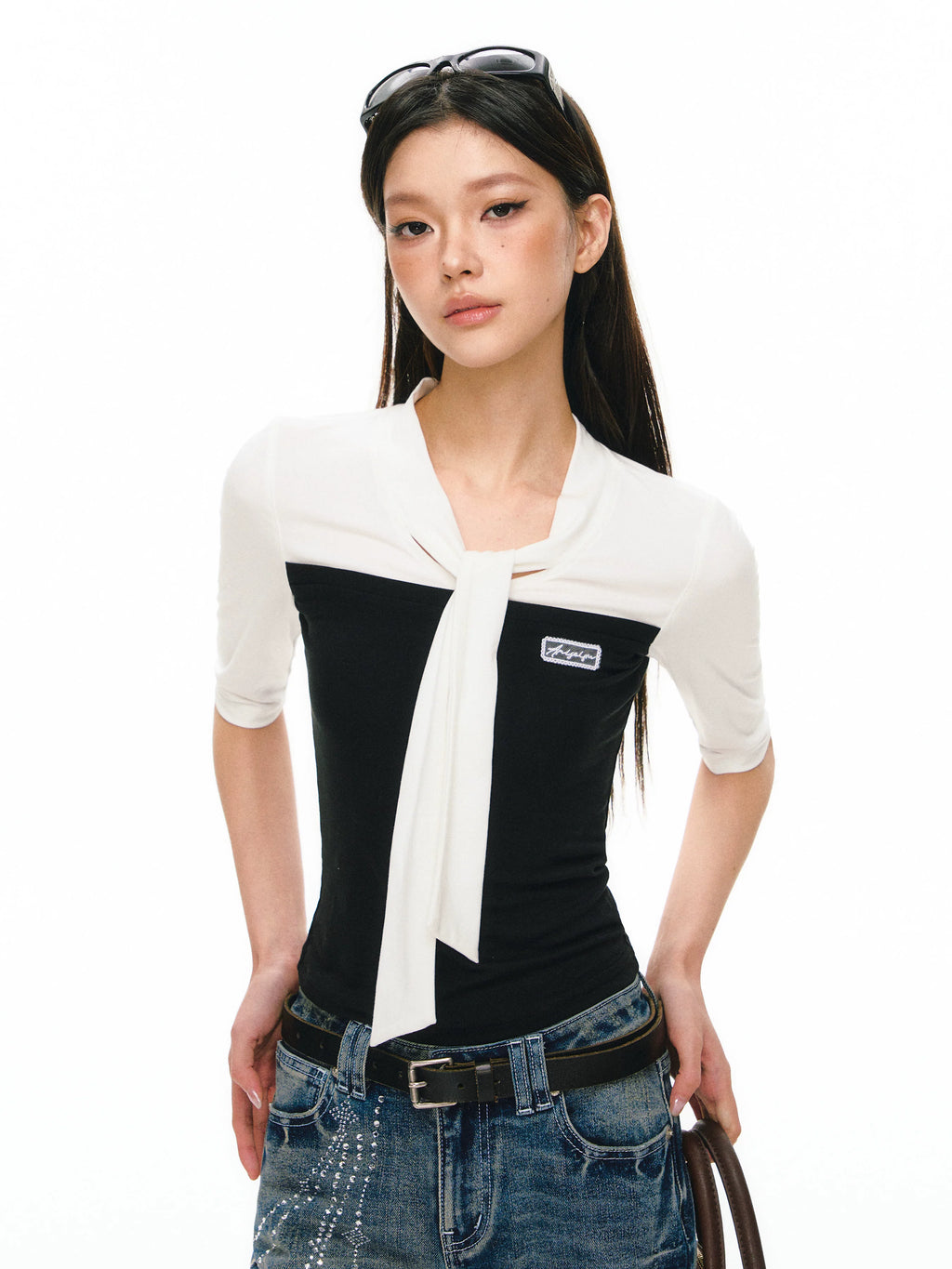 Ariseism Retro Splicing Slim Versatile Tee