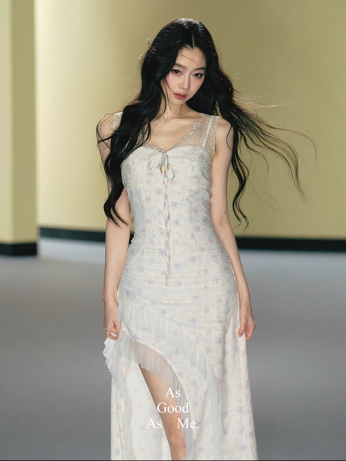 AGAM Floral Mesh Suspender Dress
