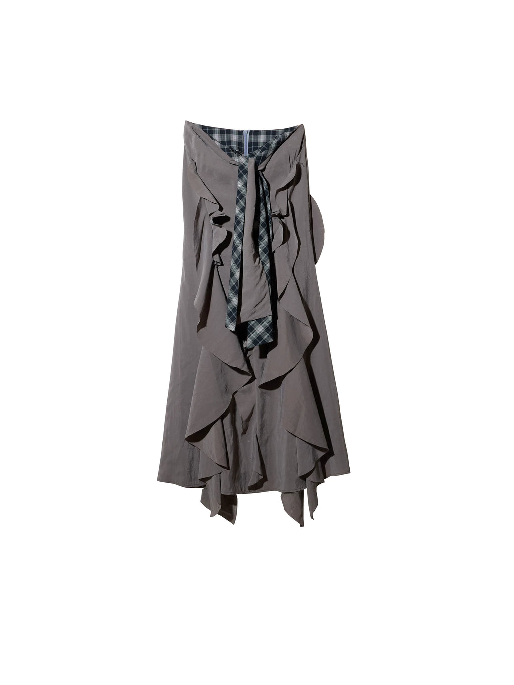JNYLON Makes Old Ruffle Leaf Edge Lace-up Long Skirt.